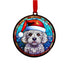 Bichon Frise in Santa Hat Suncatcher Decoration
